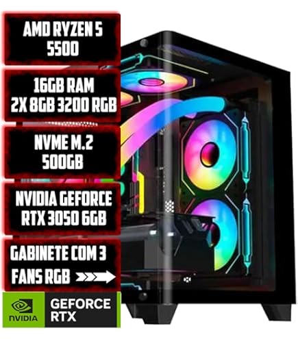 Pc Gamer Cpu Ryzen 7 5700X / SSD 1TB M.2 NVMe / 32GB Memória Ram